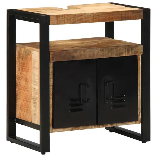 Mueble de Cuarto de Baño Marrón Madera de Mango Maciza