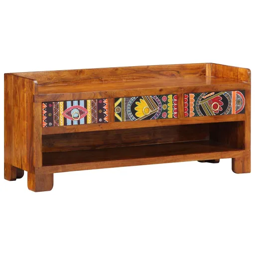 Banco Para Zapatos Con Cajón Marrón Miel 100 x 35 x 45 cm
