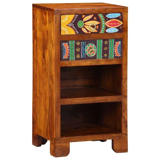 Mesa de Fin Floral Con Cajón Marrón 40 x 35 x 75 cm