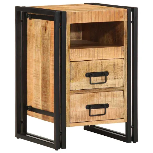 Armario de Noche Marrón 40 x 40 x 59 cm Madera Maciza de Mango