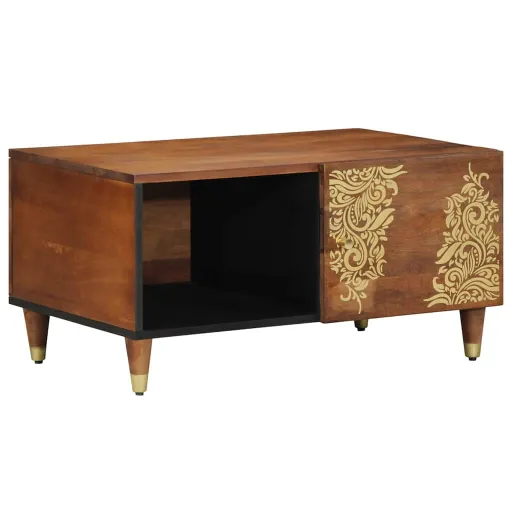 Mesa de Café Marrón Miel 80 x 50 x 40 cm Madera de Mango Maciza