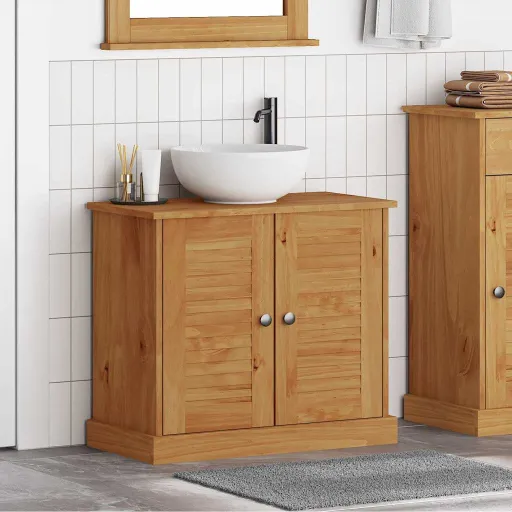 Mueble de Lavabo VIGO Marrón y Marrón Miel 68 x 34 x 59 cm