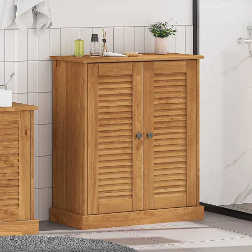 Mueble de Cuarto de Baño Con Estante VIGO Marrón y Marrón Miel
