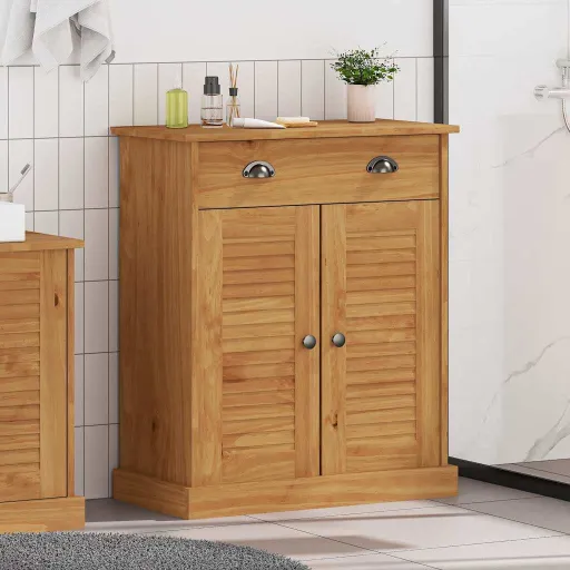 Mueble de Cuarto de Baño Con Estante VIGO Marrón y Marrón Miel
