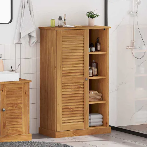 Mueble de Cuarto de Baño Con Estante VIGO Marrón y Marrón Miel