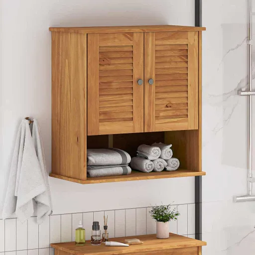 Mueble de Cuarto de Baño Con Estante VIGO Marrón y Marrón Miel