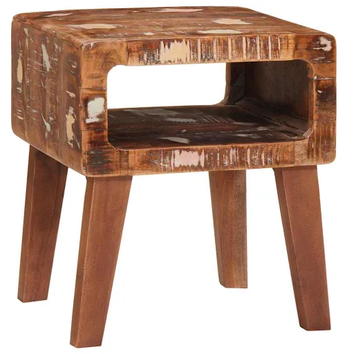 Mesa Auxiliar Marrón 40 x 32 x 46 cm Madera Sólida Recuperada