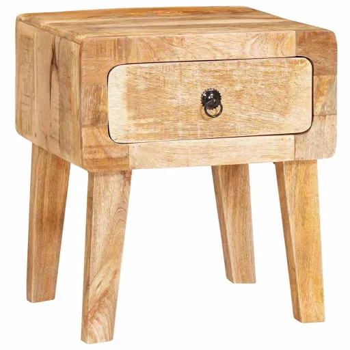 Mesa Auxiliar Marrón 40 x 32 x 46 cm Madera de Mango Maciza