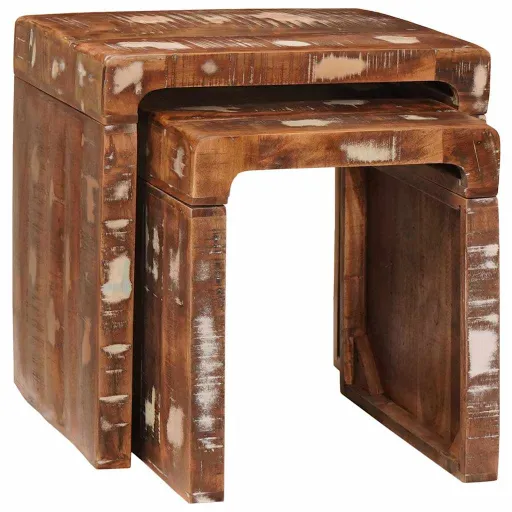 Mesas Nido   Marrón Madera Sólida Recuperada (2 pcs)
