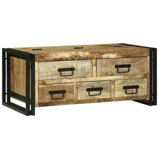 Mesa de Café Marrón 90 x 50 x 38 cm Madera de Mango Maciza
