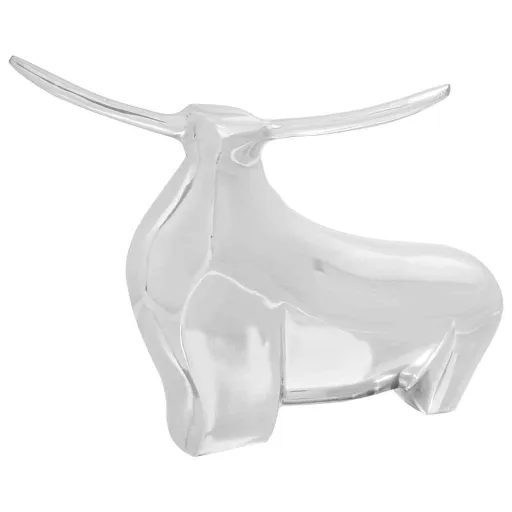 Escultura de Toro Plateado 37 x 44 x 17 cm Aluminio
