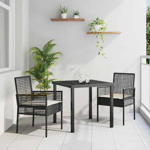 Silla de Jardín   Negro 55 x 53 x 85 cm Ratán Sintético (2 pcs)