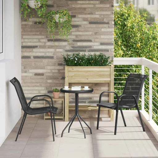 Juego Bistro de Jardín   Negro Acero (3 pcs)