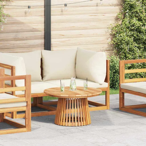 Mesa Lateral Marrón 70 x 70 x 40 cm Madera de Teca Maciza