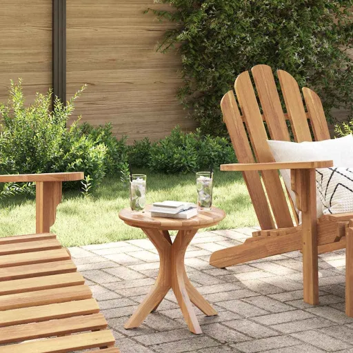 Mesa Lateral Marrón 40 x 40 x 41 cm Madera de Teca Maciza