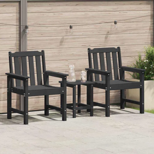 Silla de Comedor de Jardín.   Negro 65,5 x 59 x 88 cm HDPE (2 pcs)