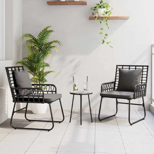 Conjunto de Comedor de Jardín   Negro y Antracita (3 pcs)