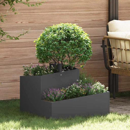 Macetero de Jardín Negro 60 x 60 x 50 cm Acero Laminado en Frío