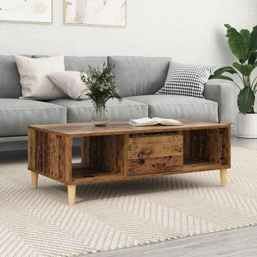 Mesa de Café Madera Vieja 102 x 55 x 35 cm Madera de Ingeniería