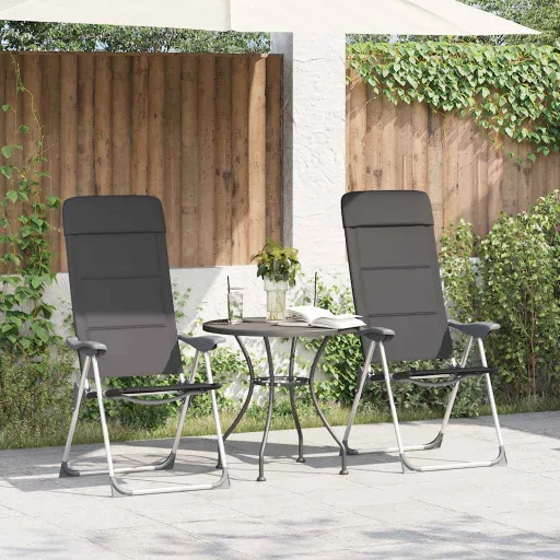Sillas de Camping de Aluminio 2 Unidades Gris 58x69x111 cm