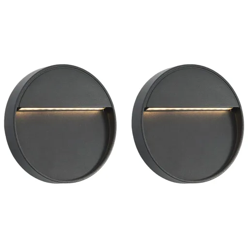 Lámparas LED de Pared Para Jardín 2 Unidades Redonda Negra 3 W