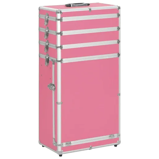 Maletín Trolley de Maquillaje de Aluminio Rosa