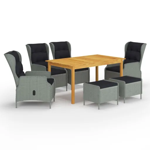 Juego de Comedor Para Jardín de 7 Piezas Gris Claro