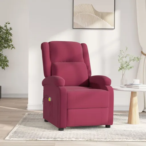 Sillón de Masaje Eléctrico Terciopelo Rojo Tinto
