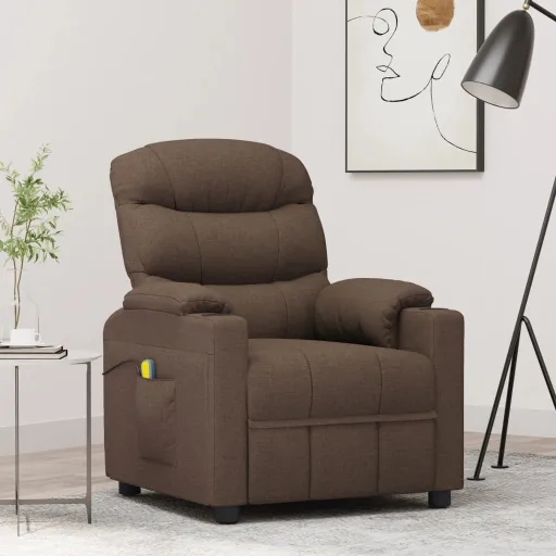 Sillón de Masaje Eléctrico Tela Marrón