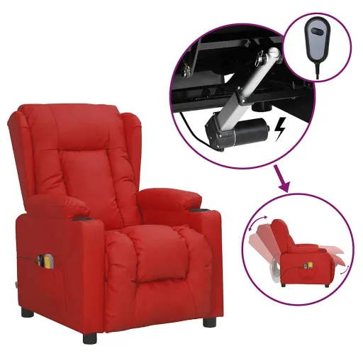 Sillón de Masaje Eléctrico Cuero Sintético Rojo Tinto