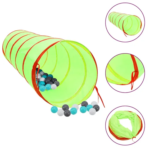 Túnel de Juegos Para Niños Con 250 Bolas Poliéster Verde 175 cm