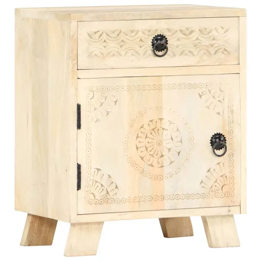 Mesita de Noche de Madera Maciza de Mango 40x30x50 cm
