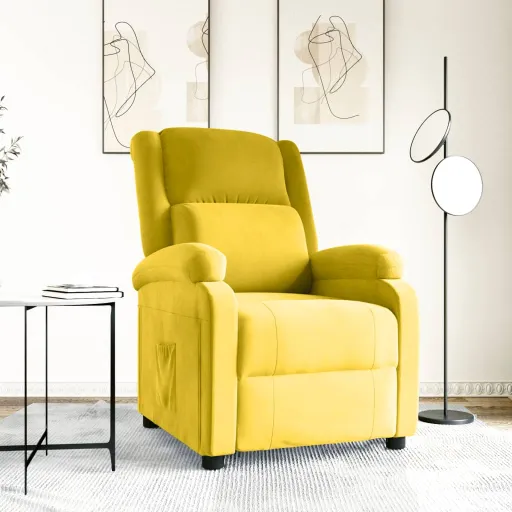 Sillón Reclinable Terciopelo Amarillo