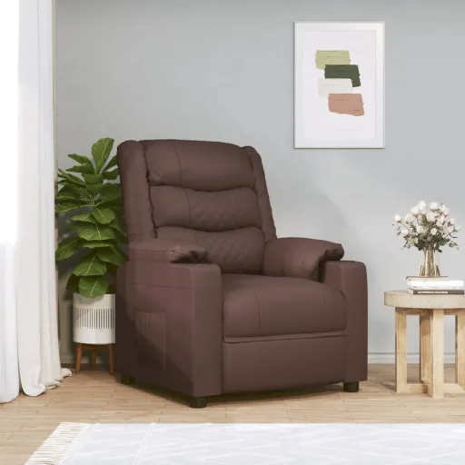 Sillón Reclinable de Cuero Sintético Marrón