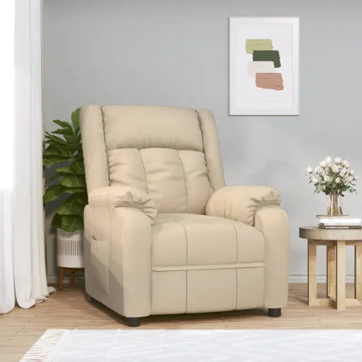 Sillón Reclinable de Tela Crema