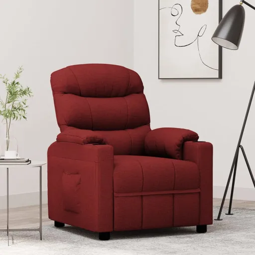 Sillón Reclinable de Tela Rojo Tinto