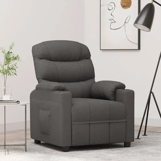 Sillón Reclinable de Tela Gris Oscuro