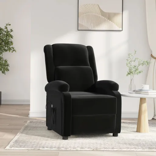 Sillón Reclinable Eléctrico de Terciopelo Negro