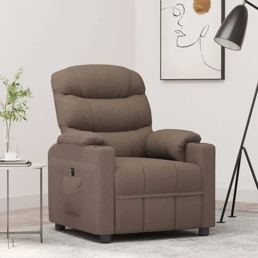 Sillón Reclinable Eléctrico Tela Gris Taupé