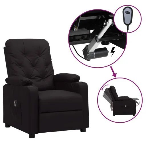 Sillón Reclinable Eléctrico de Cuero Sintético Negro