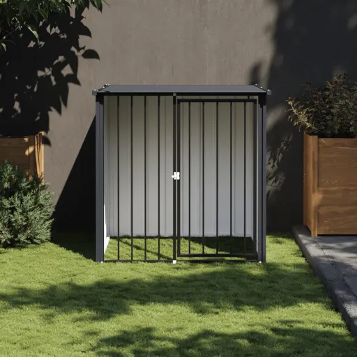 Caseta Perros Con Tejado Acero Galvanizado Negro 110x103x109 cm