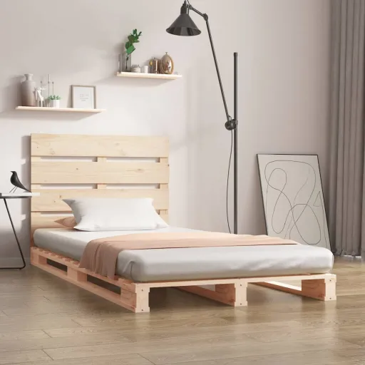 Estructura de Cama Individual Madera Maciza de Pino 90x190 cm