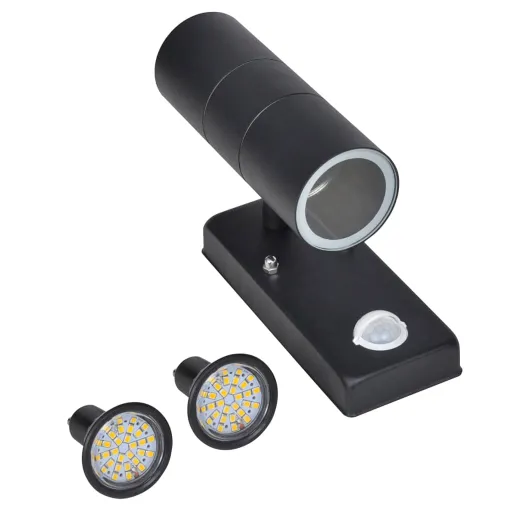 Aplique de Pared Con Sensor y LED, Acero Inoxidable, Negro