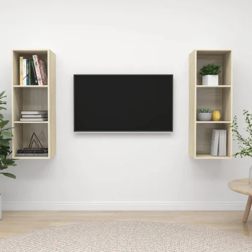 Muebles de Salón de Pared 2 Pzas Madera Ingeniería Roble Sonoma