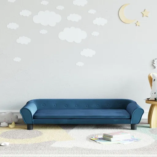 Sofá Para Niños de Terciopelo Azul 100x50x26 cm