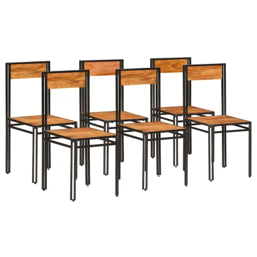 Sillas de Comedor 6 Unidades Madera Maciza de Acacia