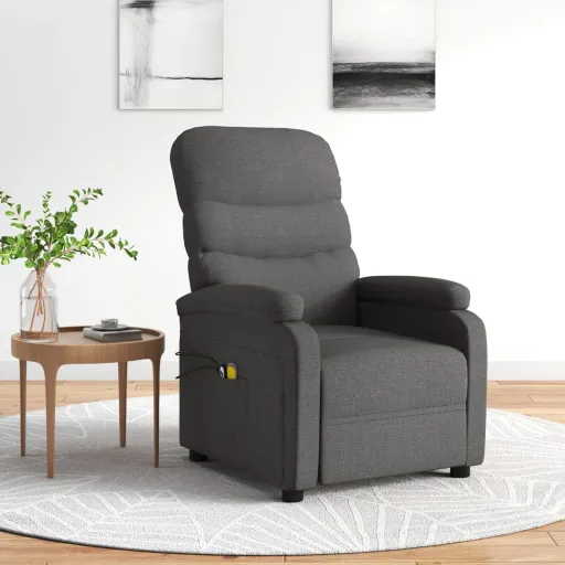 Sillón de Masaje Eléctrico Tela Gris Oscuro