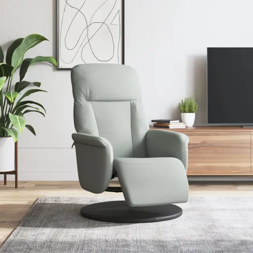 Sillón Reclinable Con Reposapiés Terciopelo Gris Claro