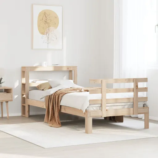 Estructura de Cama Con Cabecero Madera Maciza Pino 75x190 cm