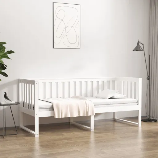Diván Sin Colchón Blanco 75x190 cm Madera Maciza de Pino
